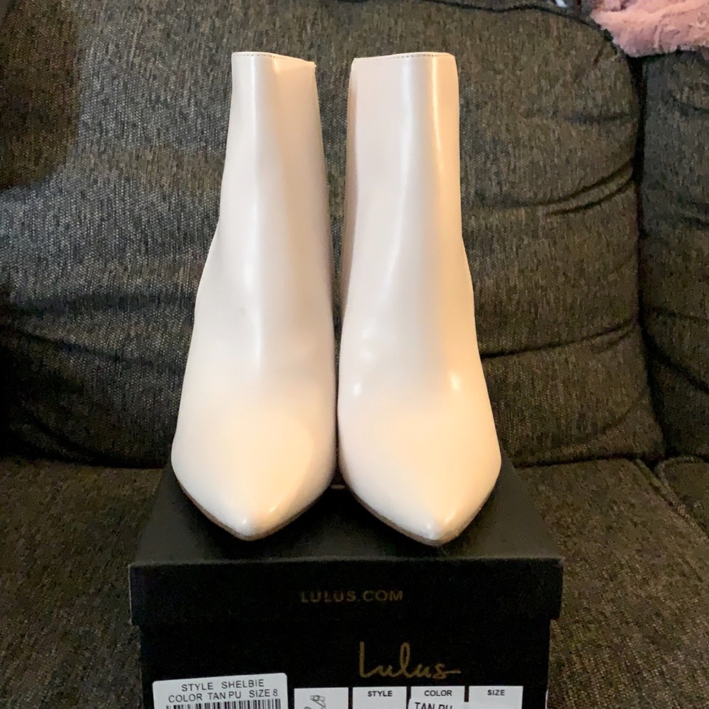 White justfab booties